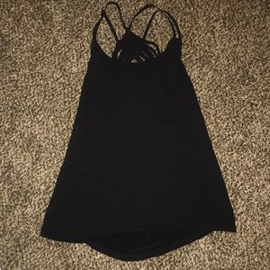 BKEred black strappy tank with sheer front!